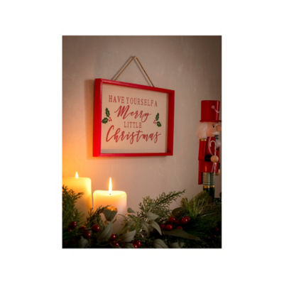 GH red and white Christmas wall art 34x20cm - British product