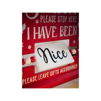 Red Santa Stop Here sign from MDF iron wood - British product