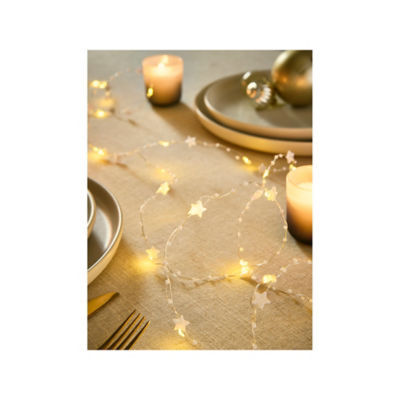 Star garland lights warm white clear wire 9.5m, imported from the UK