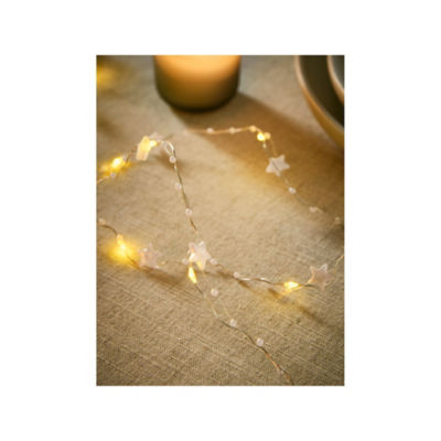 Star garland lights warm white clear wire 9.5m, imported from the UK