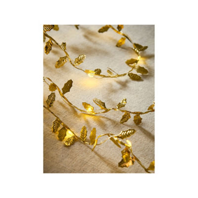 Christmas garland gold-tone light up leaf 9.5m, UK version