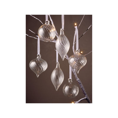 GH glass ribbed baubles set of 6 (British brand)