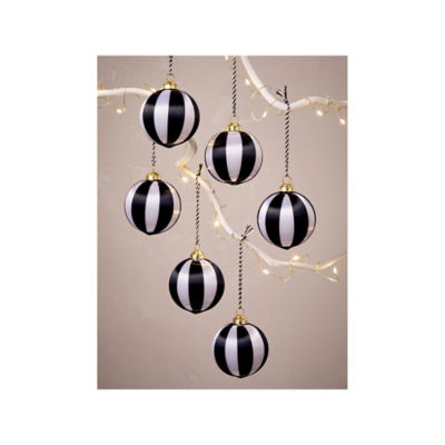 GH baubles set of 6 black and white, imported from the UK