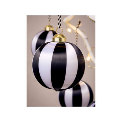 GH baubles set of 6 black and white, imported from the UK