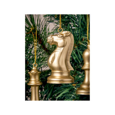 GH gold-tone chess baubles set of 6 polyresin (British brand)