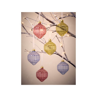 Diamond shaped glass baubles set of 6, imported from the UK