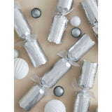 Set of 6 silver Christmas crackers 35cm, UK version