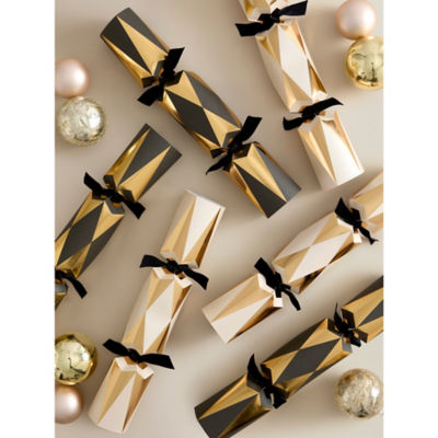 Gold-tone embossed Christmas crackers set of 6, UK version