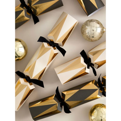 Gold-tone embossed Christmas crackers set of 6, UK version