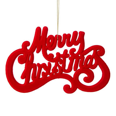 GH red flocked Merry Christmas bauble 15.5cm x 10cm, UK version