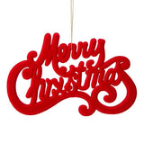 GH red flocked Merry Christmas bauble 15.5cm x 10cm, UK version