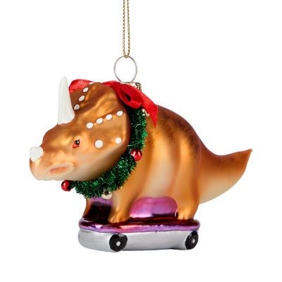GH skateboarding dinosaur glass bauble 13cm (British brand)
