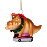GH skateboarding dinosaur glass bauble 13cm (British brand)