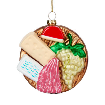 Glass cheese plate bauble Christmas decoration - British product
