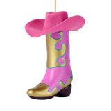 Cowboy boot bauble with hat plastic Christmas decoration, UK version