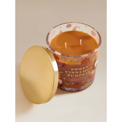 George Home pumpkin decal candle 10cm, imported from the UK