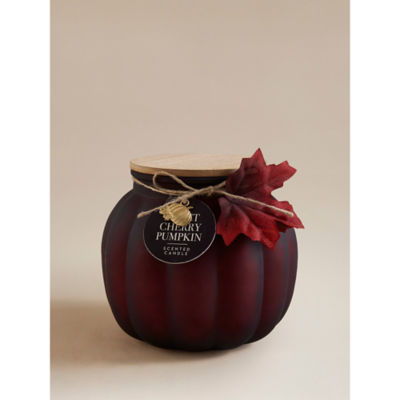 George Home XL glass pumpkin candle burgundy, imported from the UK