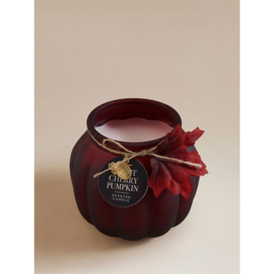George Home XL glass pumpkin candle burgundy, imported from the UK