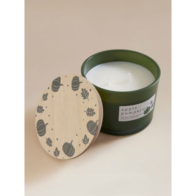 George Home green pumpkin candle wooden lid (British brand)