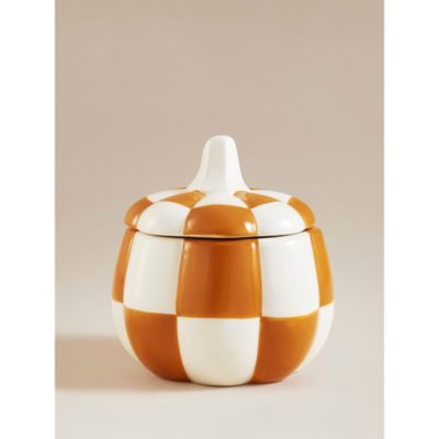 George Home Orange Checkerboard Pumpkin Candle (British brand)