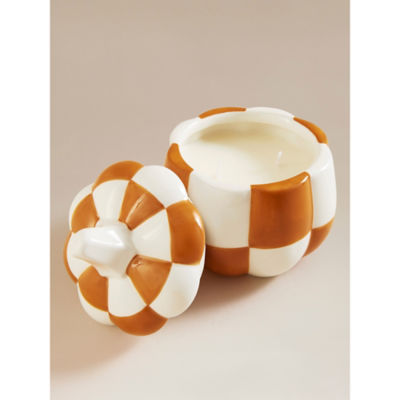 George Home Orange Checkerboard Pumpkin Candle (British brand)