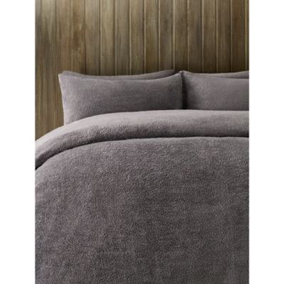 George Home teddy finish duvet set charcoal grey single size, UK version