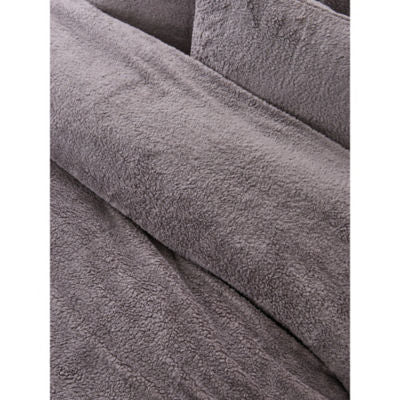 George Home teddy finish duvet set charcoal grey single size, UK version