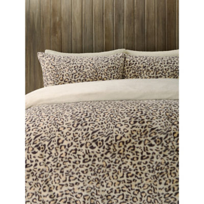 George Home leopard print faux fur duvet set king - British product