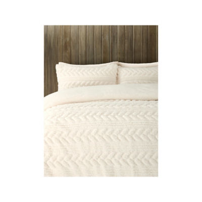 George Home cable knit teddy duvet set cream single, UK version