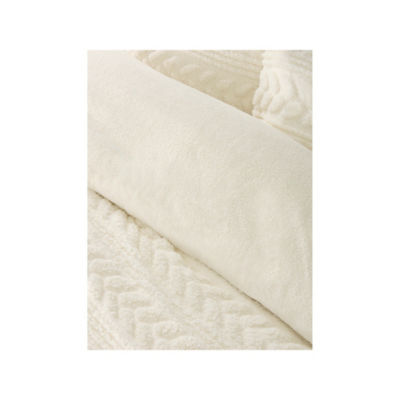 George Home cable knit teddy duvet set in cream king size, UK version