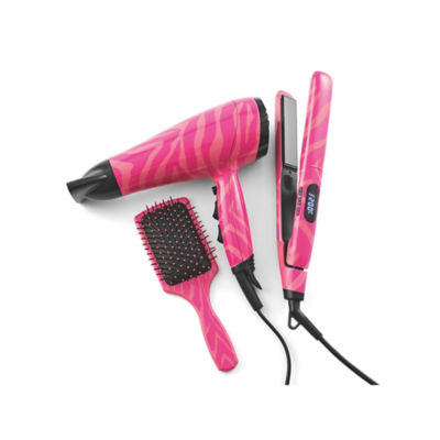 ASDA George Home Pink Zebra Hair Dryer & Straighteners Set- Buy online at McGrocer