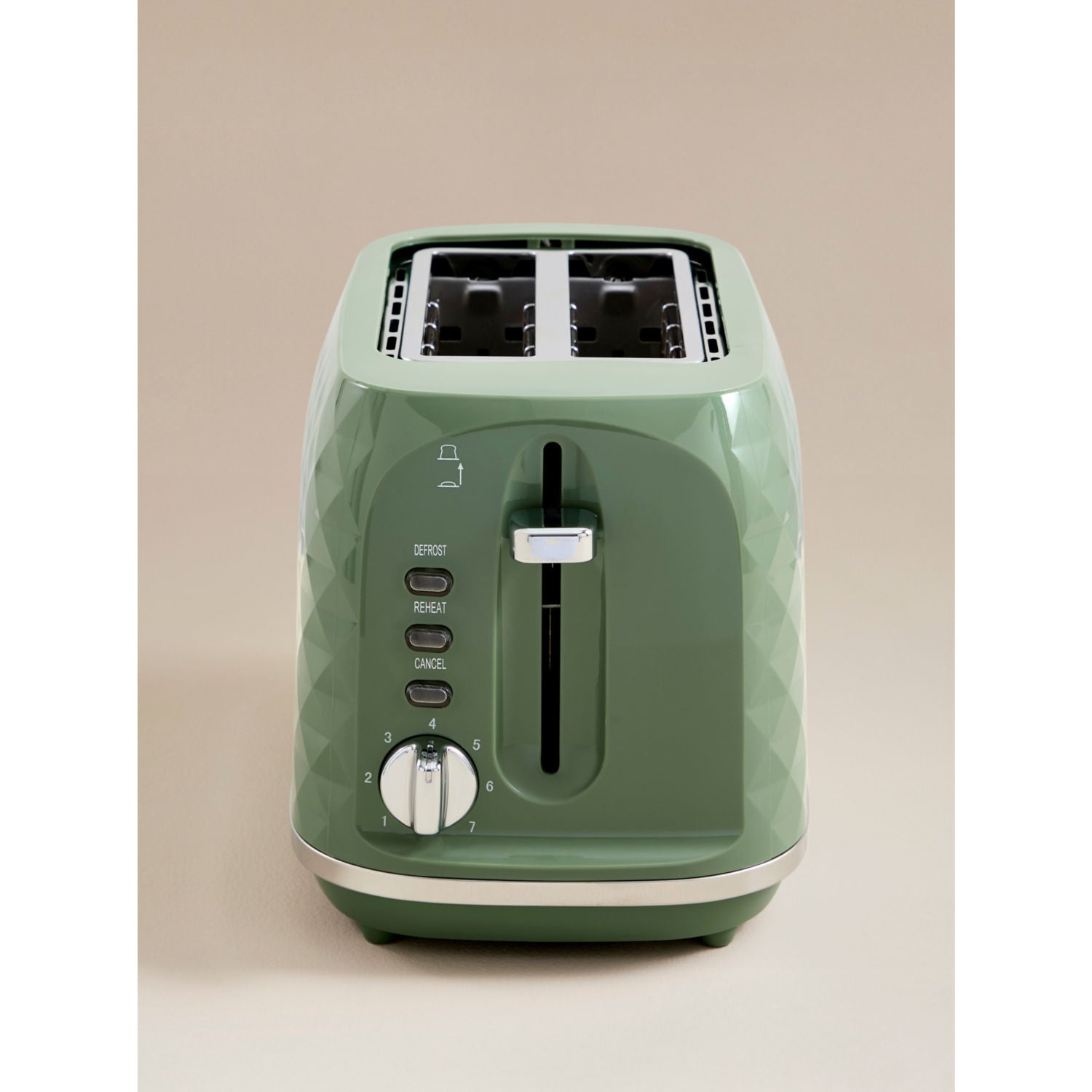 Green Diamond textured 2-slice toaster, UK version