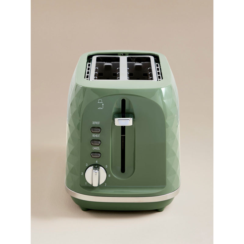 Green Diamond textured 2-slice toaster, UK version