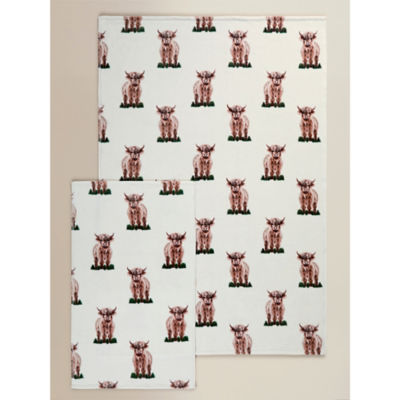 Natural Highland Cow cotton towel range (British brand)