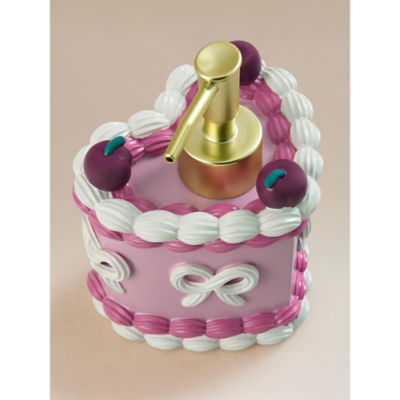 Pink heart cake soap dispenser polyresin 10.5x10.5x14 cm - British product