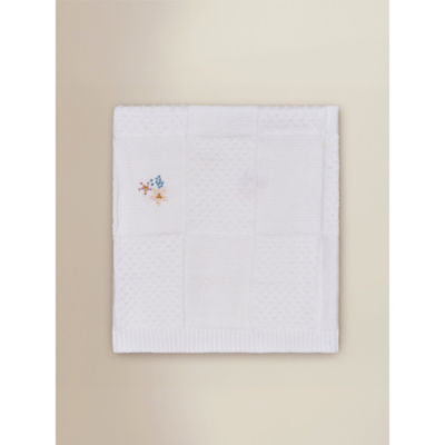 Cream knitted floral blanket 70cm x 100cm (British brand)