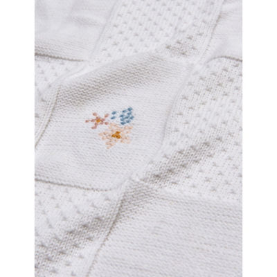 Cream knitted floral blanket 70cm x 100cm (British brand)