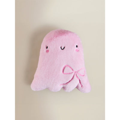 Pink Halloween ghost cushion with bow 30cm (British brand)