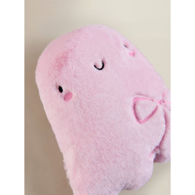 Pink Halloween ghost cushion with bow 30cm (British brand)