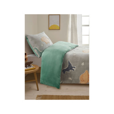 Green dinosaur glow in the dark single duvet set (British brand)