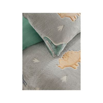 Green dinosaur glow in the dark single duvet set (British brand)