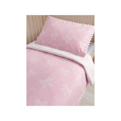 ASDA Pink Bows Ric Rac Toddler Reversible Duvet Set - 120 x 150cm- Buy online at McGrocer