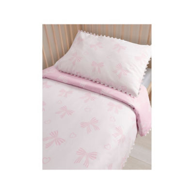 Pink Bows toddler reversible duvet set pink 120x150cm, UK version