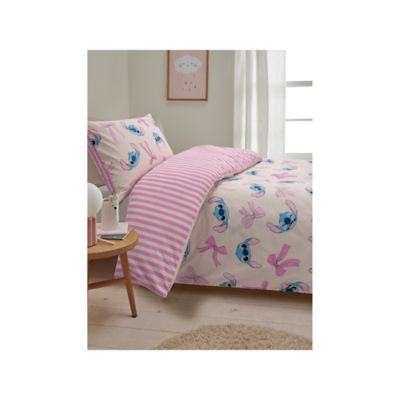 Disney Stitch Pink Bows Reversible Duvet Set Single, UK version