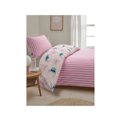 Disney Stitch Pink Bows Reversible Duvet Set Single, UK version