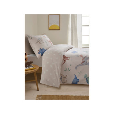 Dinosaur brushed cotton reversible duvet set 135x200cm, imported from the UK
