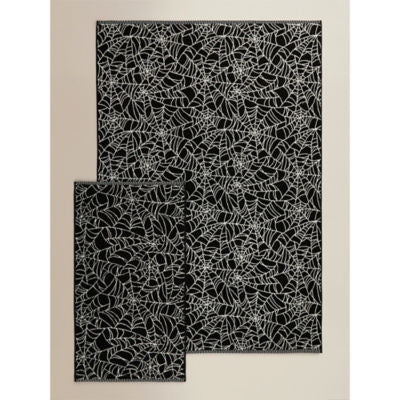 George Home black and white Halloween spider web cotton towel (British brand)