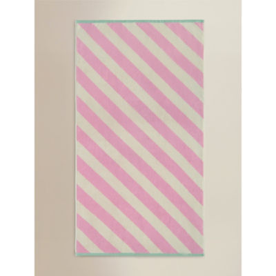 George Home pink French fancy diagonal stripe cotton towel (British brand)