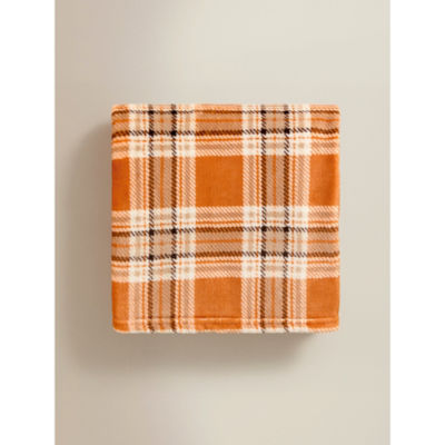 George Home supersoft throw orange check 150x120cm, UK version