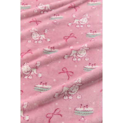 George Home French Poodle pink throw blanket 150x120cm, imported from the UK